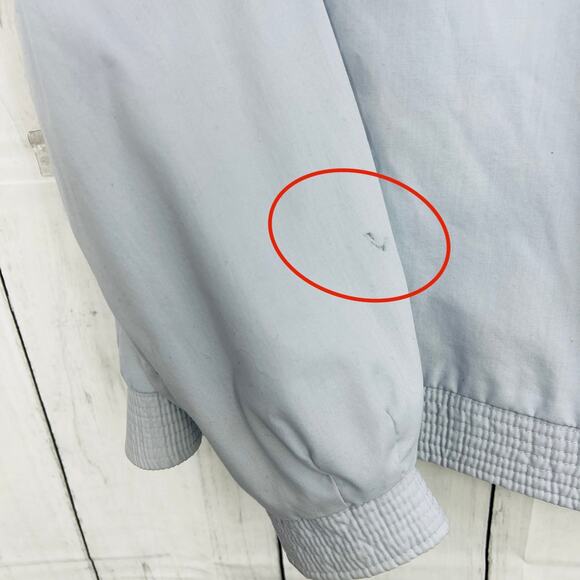 VINTAGE MEDIUM 70s Powder Blue Mock Neck Zip Up Windbreaker Jacket FLEET STREET - Picture 7 of 11